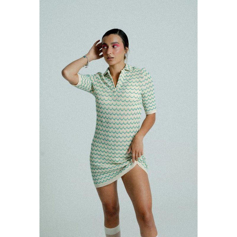 Light Weight Short Sleeve Knit Tennis Dress Green.