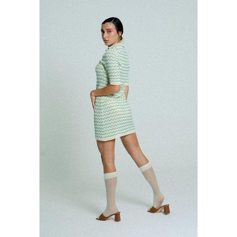 Light Weight Short Sleeve Knit Tennis Dress Green.