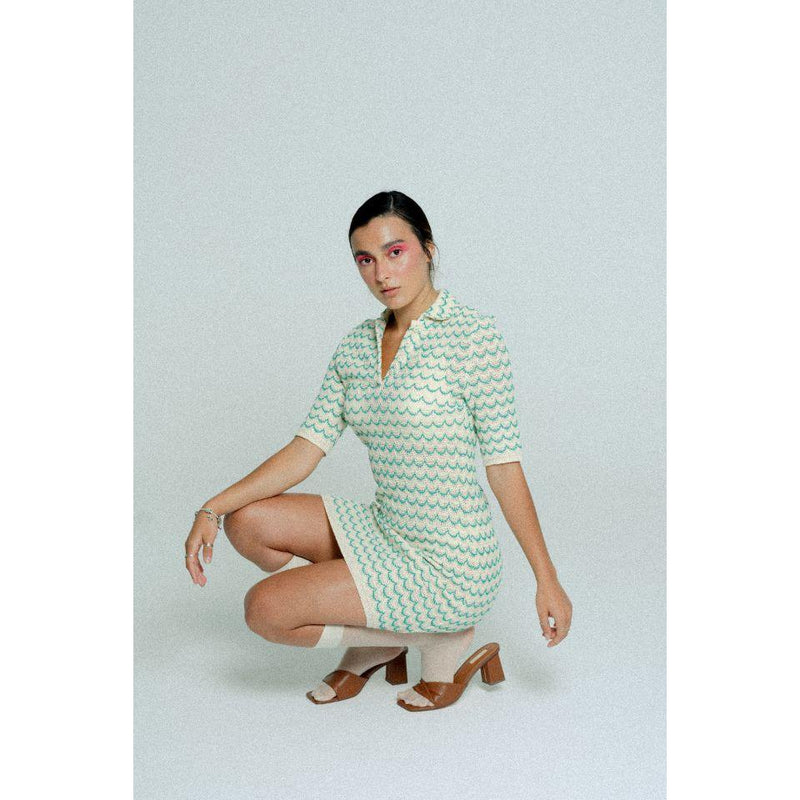 Light Weight Short Sleeve Knit Tennis Dress Green.