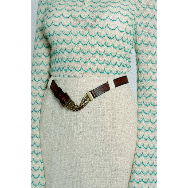 Light Weight Cotton Knit Skirt with Ruffled Hem Sand.