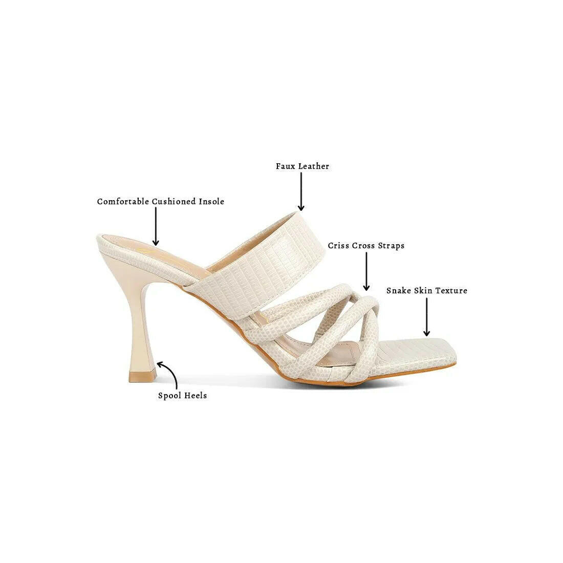 Chiri Criss Cross Strap Spool Heel Sandals.