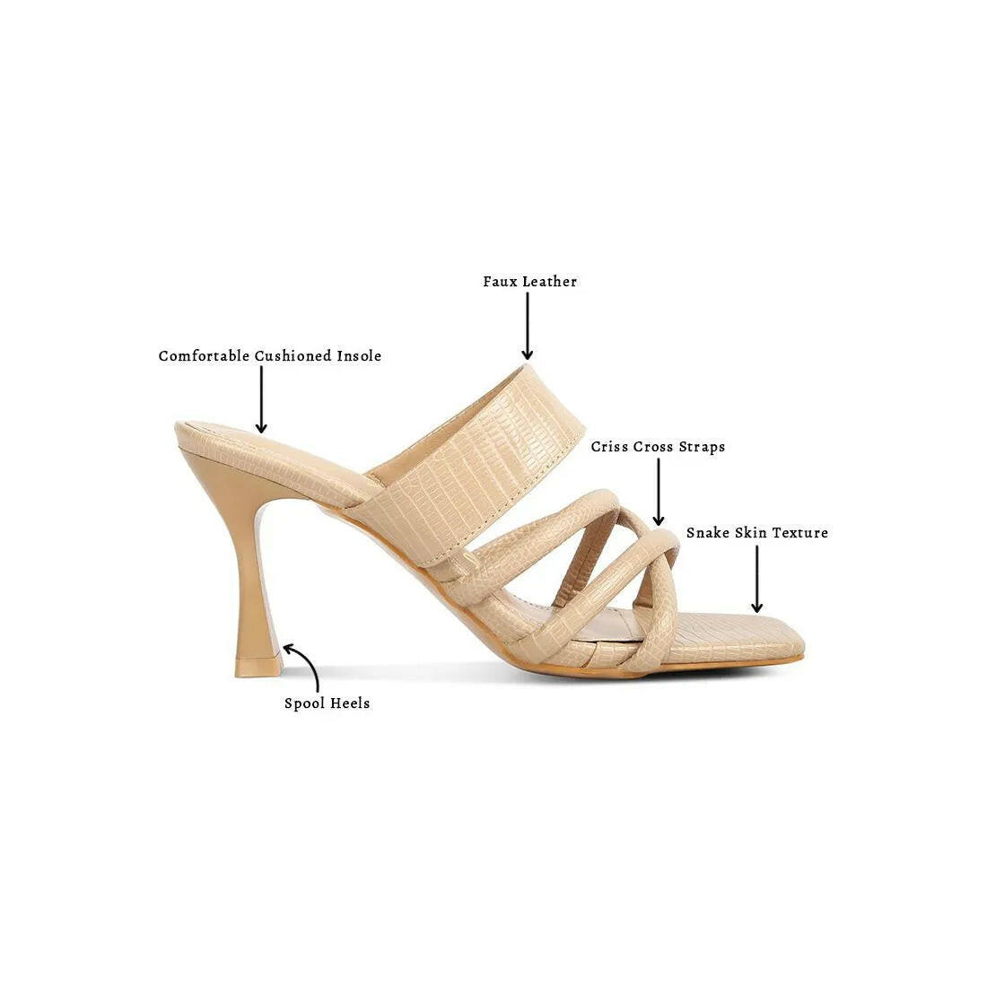 Chiri Criss Cross Strap Spool Heel Sandals.