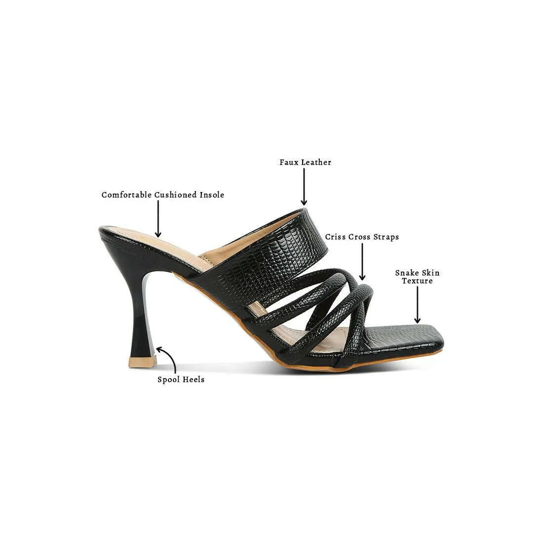 chiri criss cross strap spool heel sandals.