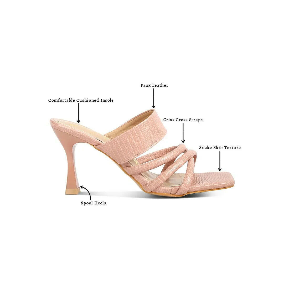 Chiri Criss Cross Strap Spool Heel Sandals.