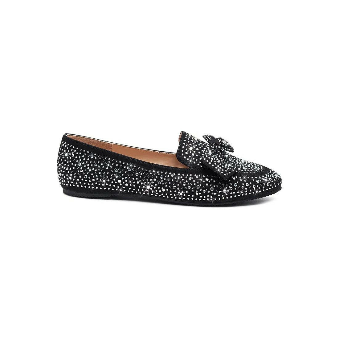 Dewdrops Embellished Casual Bow Loafers.