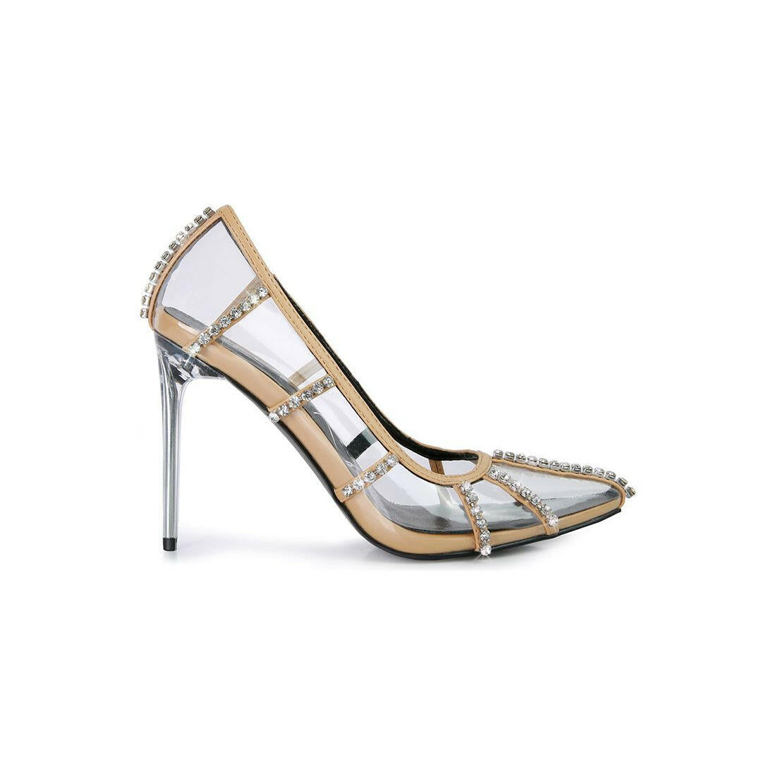 Diamante Clear Stiletto Heel Pumps.