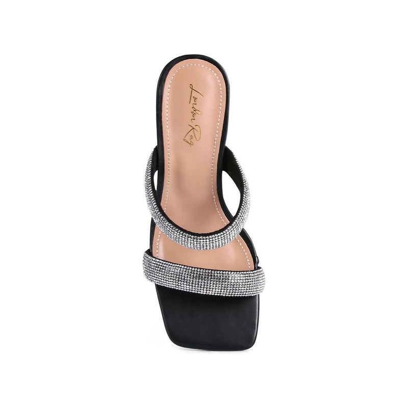 dolls rhinestone embellished slip on sandals.