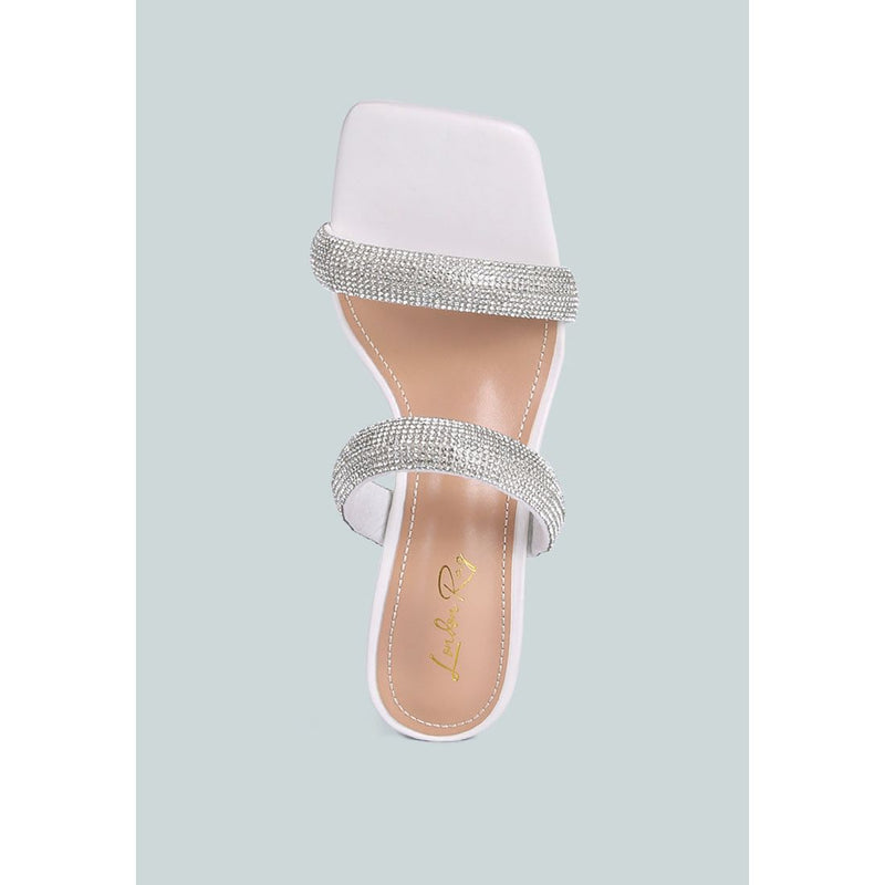 dolls rhinestone embellished slip on sandals.