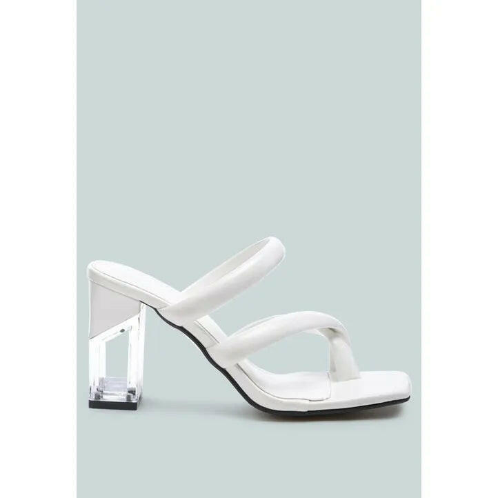 Erised Clear Block Heel Cross Strap Sandals.