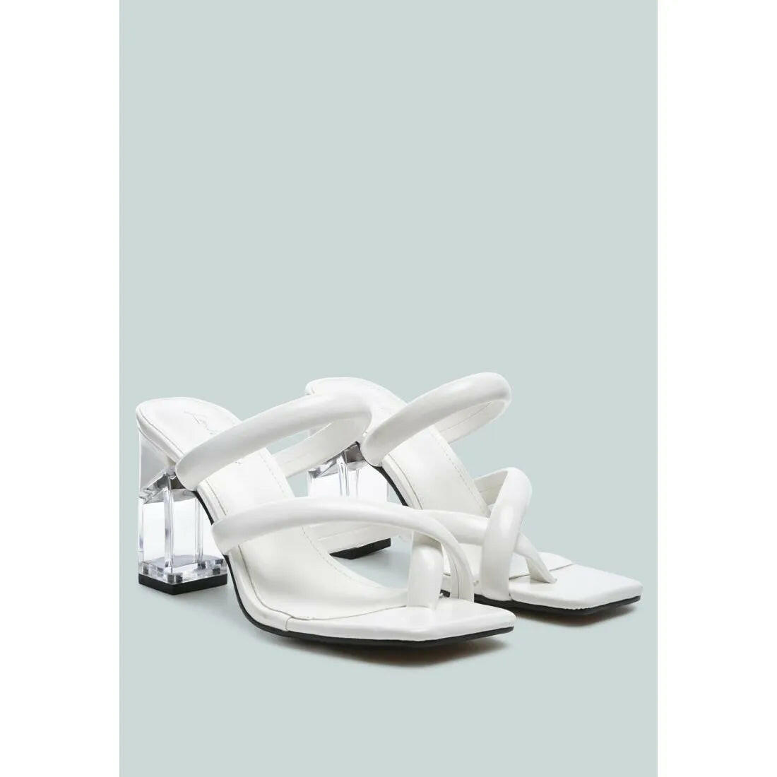 Erised Clear Block Heel Cross Strap Sandals.