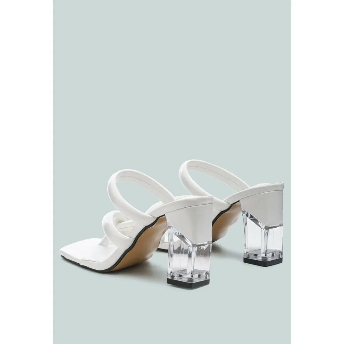 Erised Clear Block Heel Cross Strap Sandals.