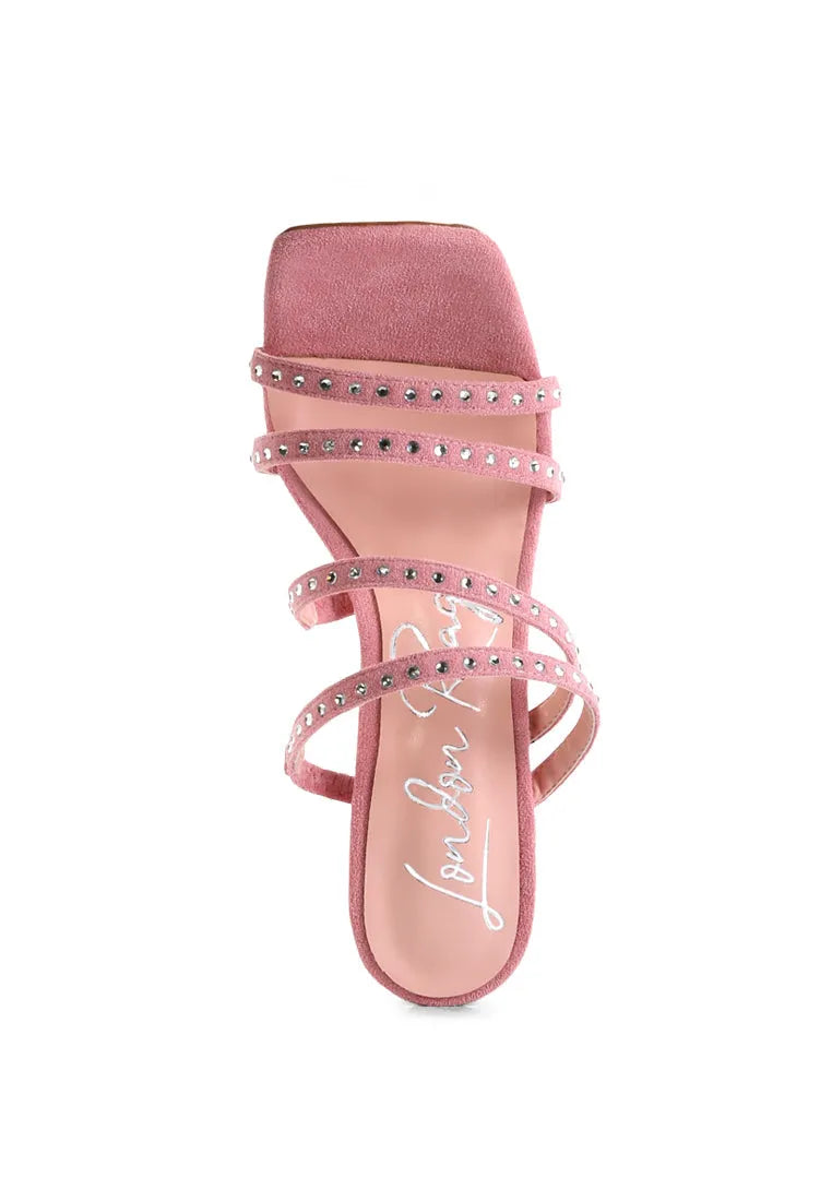 Face Me Studded Spool Heel Multi Strap Sandals