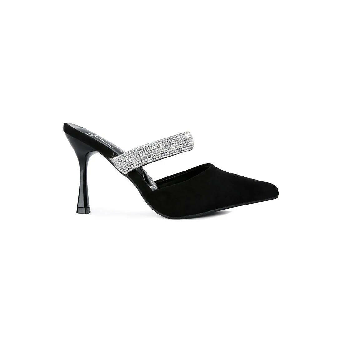 Fauci Diamante Strap Heeled Mules.