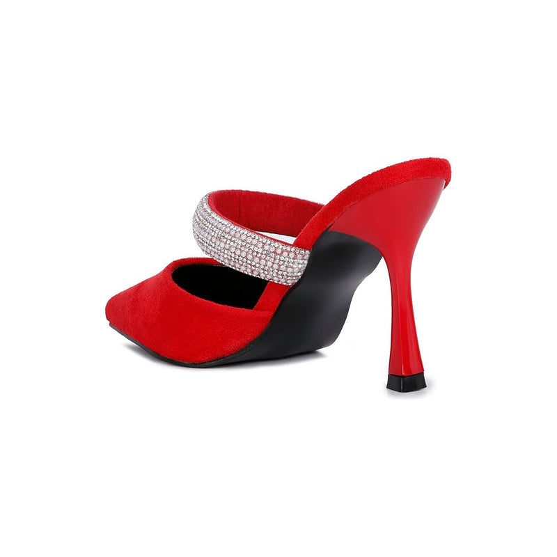 Fauci Diamante Strap Heeled Mules.