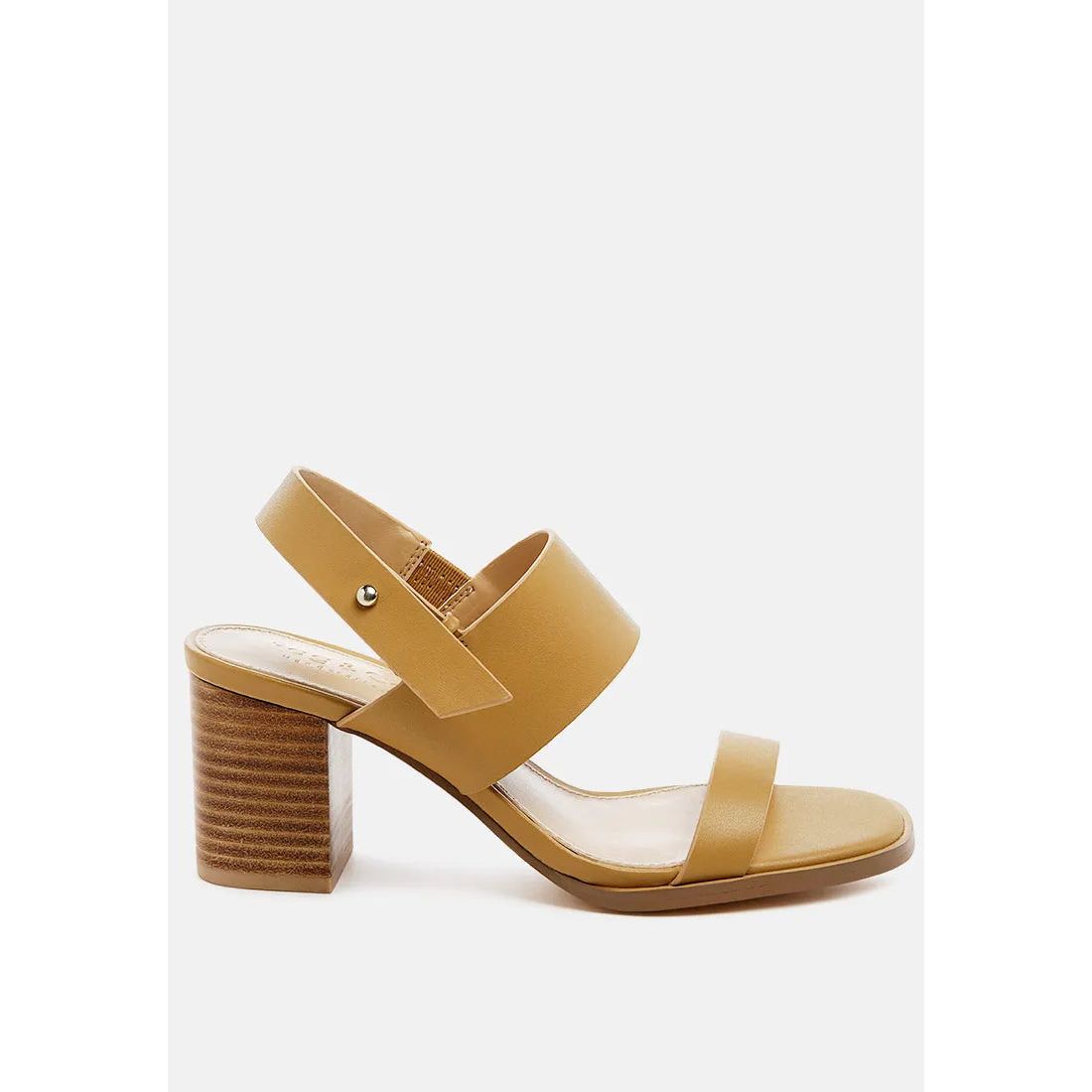 Gertude Slingback Block Heel Leather Sandal.