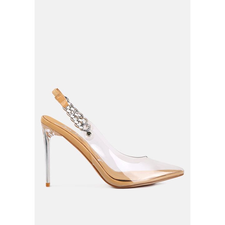 goddess metallic stiletto heel slingback sandals.