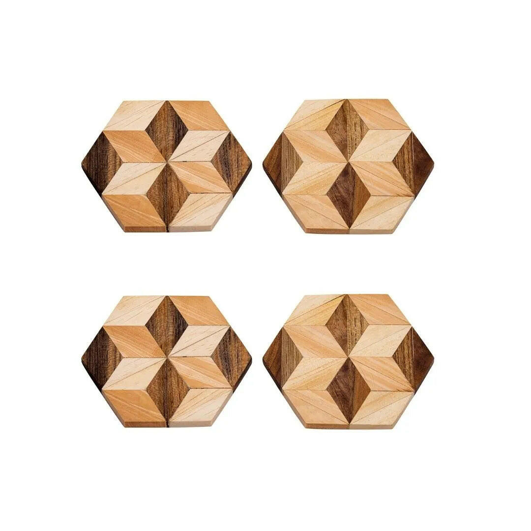 Handmade Hexagon Wooden Coasters.