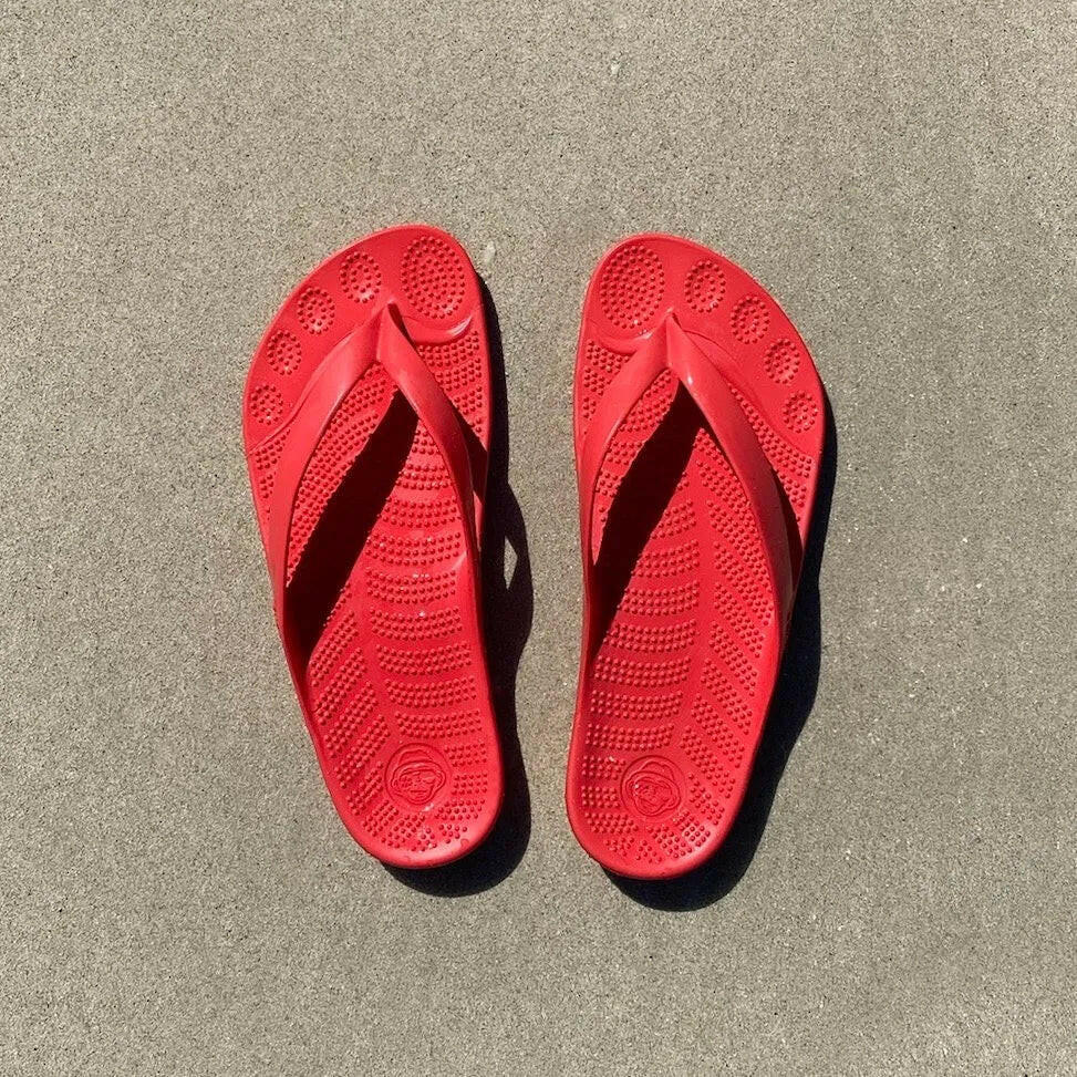 Fire Red Flip Flops & Drybag by GUDO.