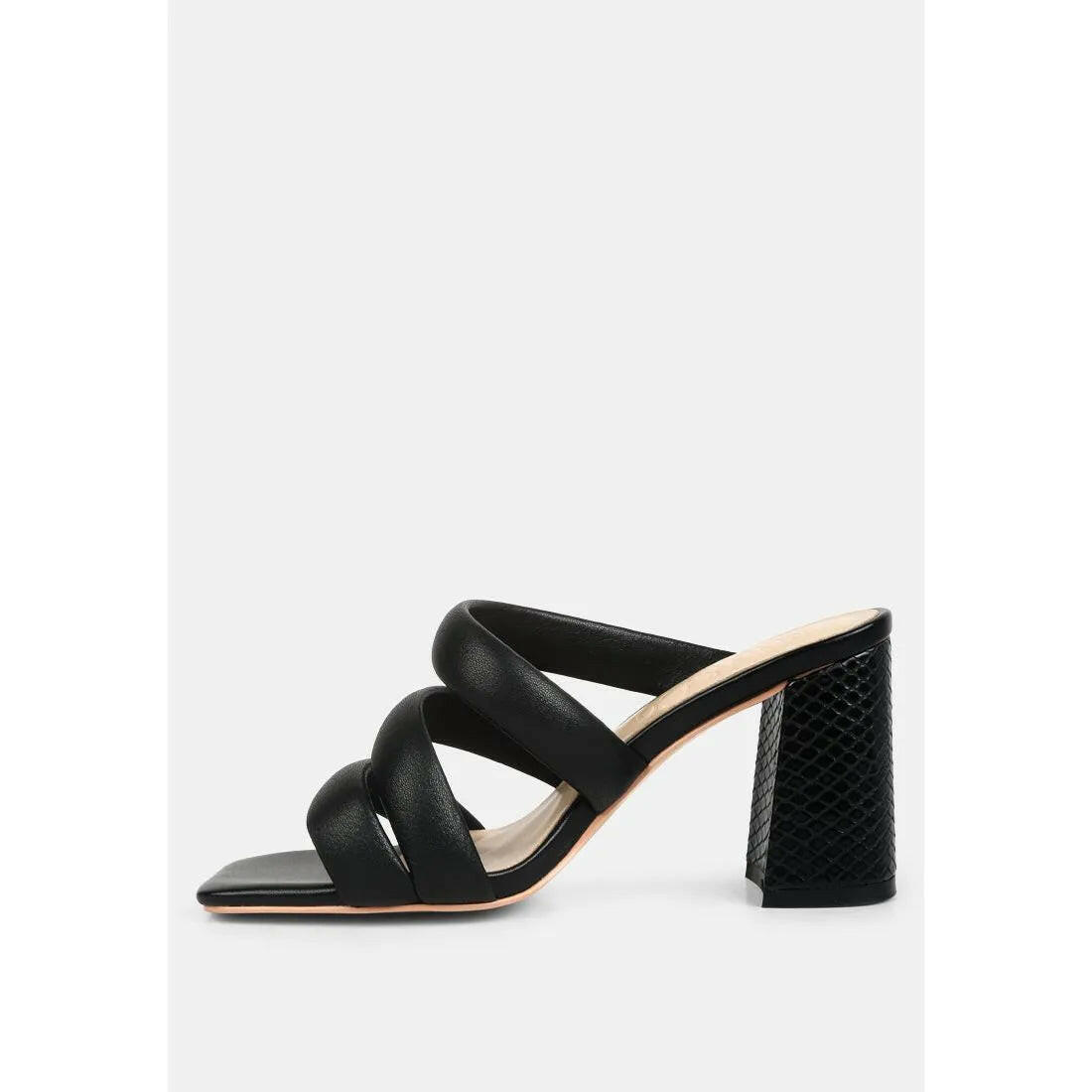 Kywe Textured Heel Chunky Strap Sandals.