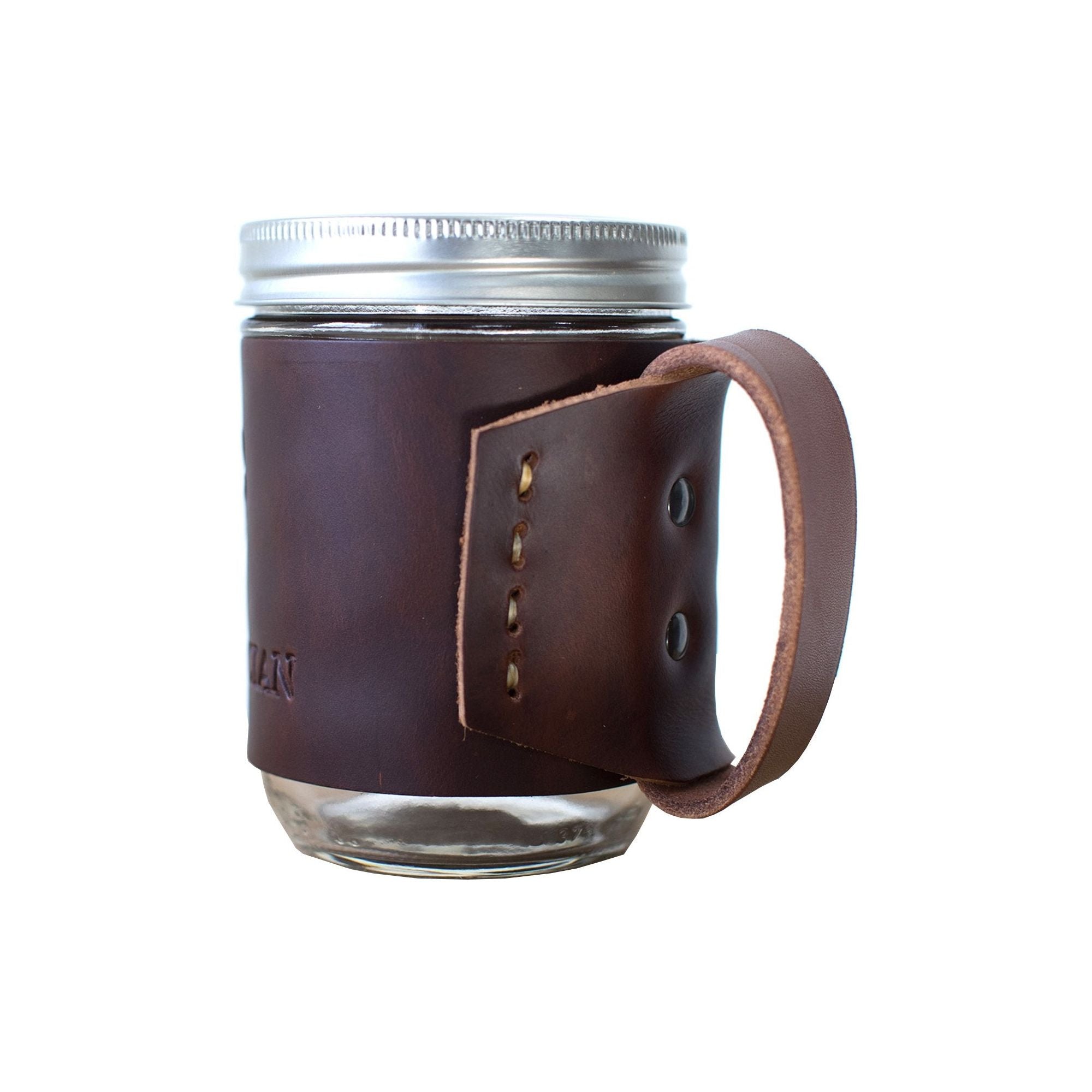 Leather Mason Jar Koozie.