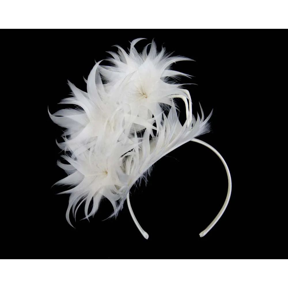 Large Cream Feather Racing Fascinator.