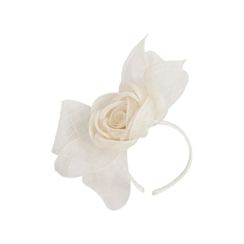 Large Cream Sinamay Bow Racing Fascinator.