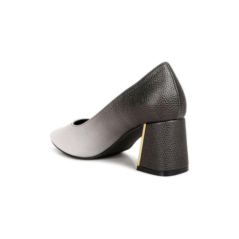 harlow metallic accent block heel pumps.