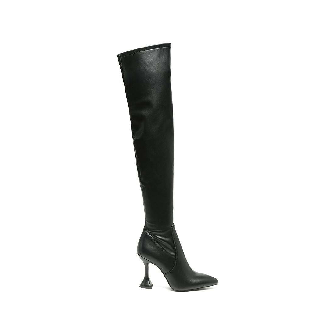 Brandy Faux Leather Over the Knee High Heeled Boots.