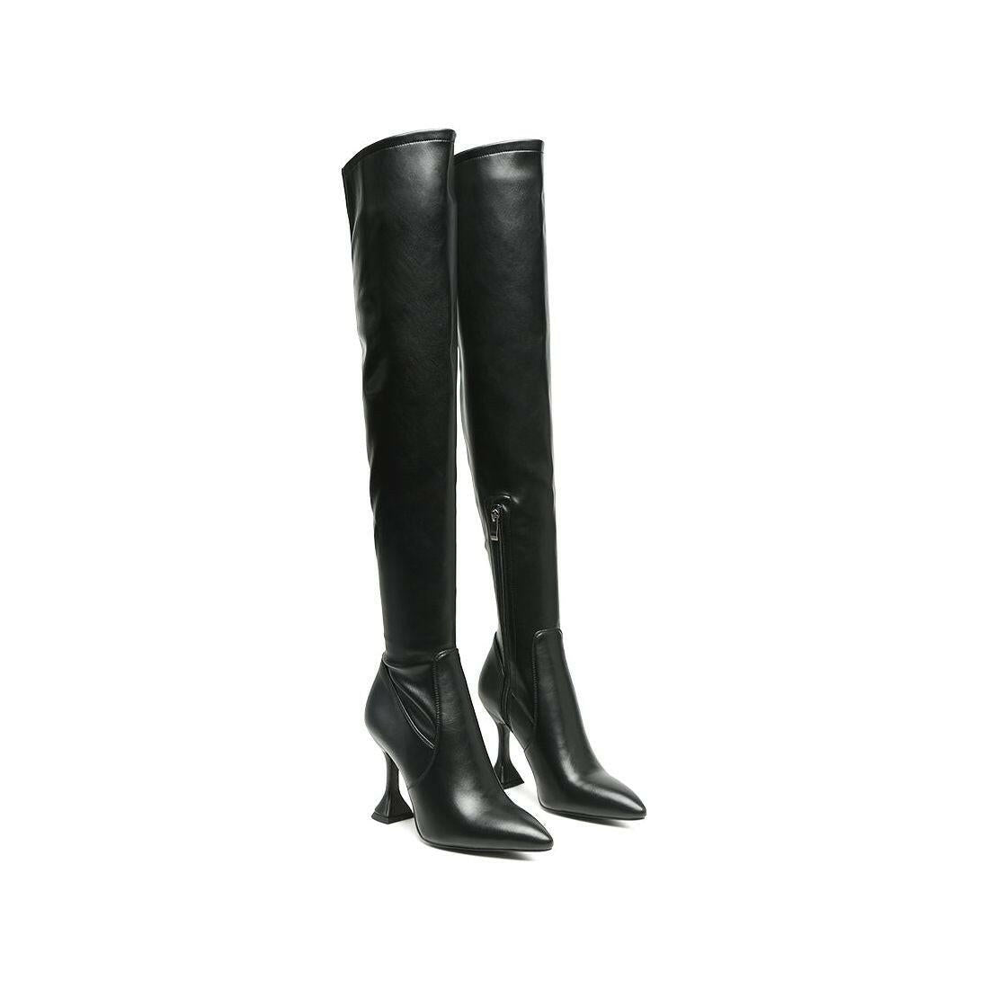 Brandy Faux Leather Over the Knee High Heeled Boots.