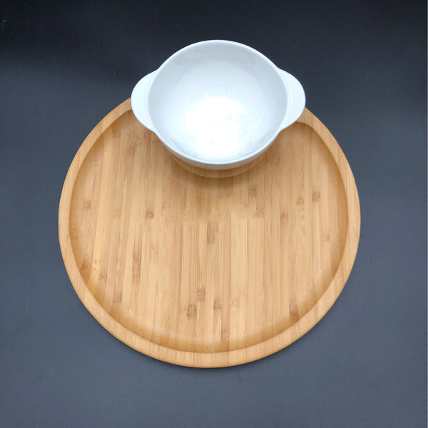 Bamboo And Fine Porcelain Set For Single Serve