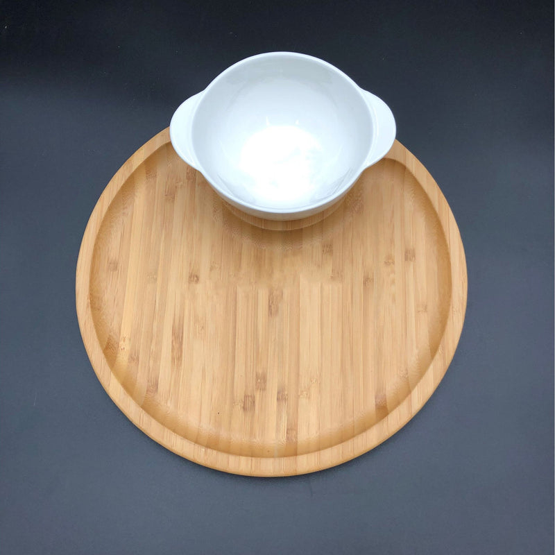 Bamboo And Fine Porcelain Set For Single Serve