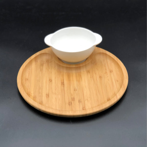 Bamboo And Fine Porcelain Set For Single Serve