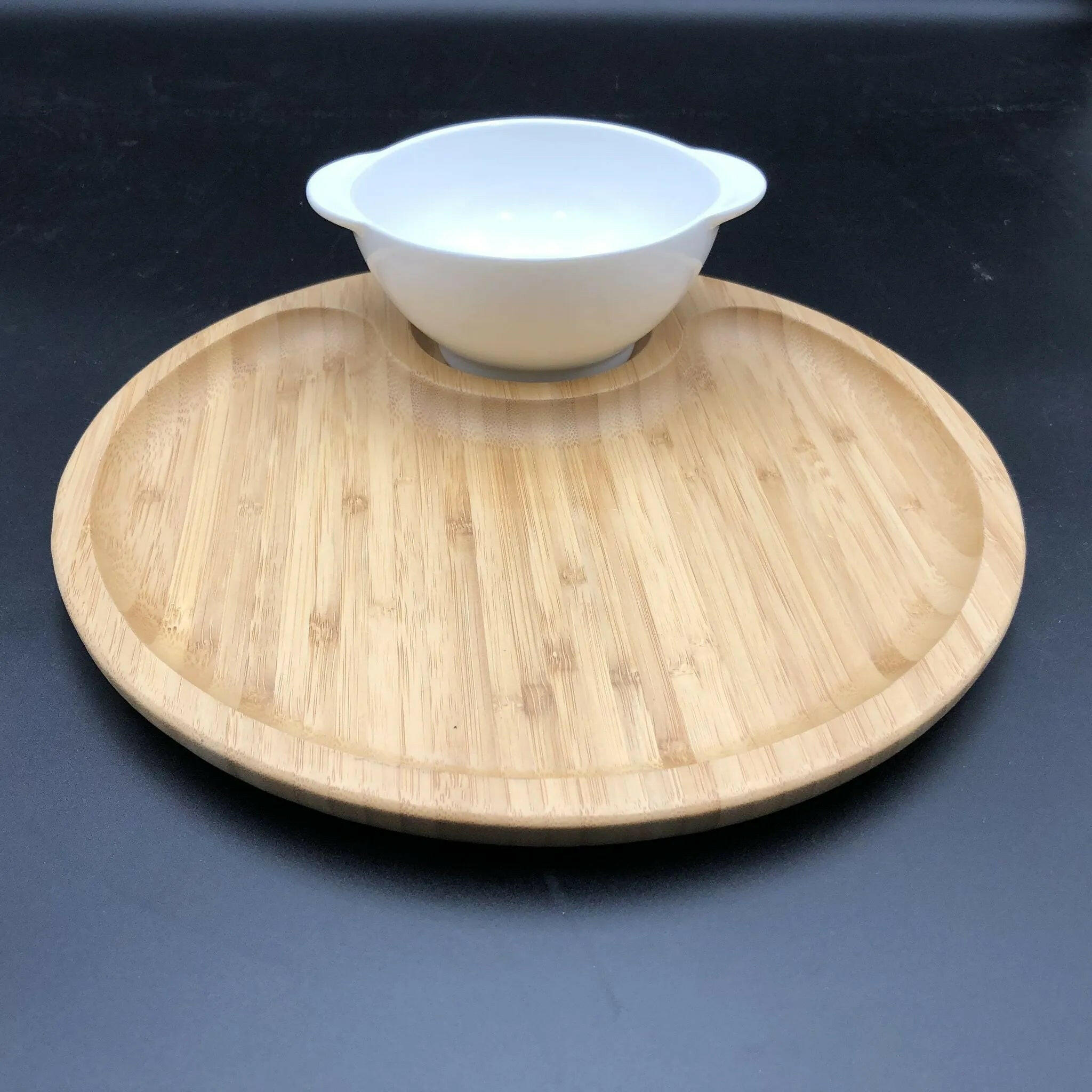 Bamboo And Fine Porcelain Set For Single Serve.