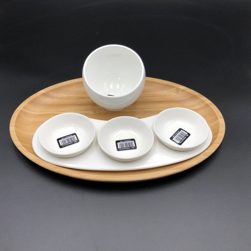 A Mignardises (Petit Four) Serving Set With Bamboo Oval Tray