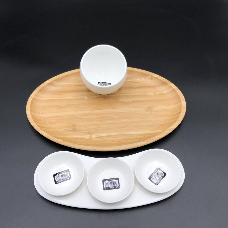 A Mignardises (Petit Four) Serving Set With Bamboo Oval Tray