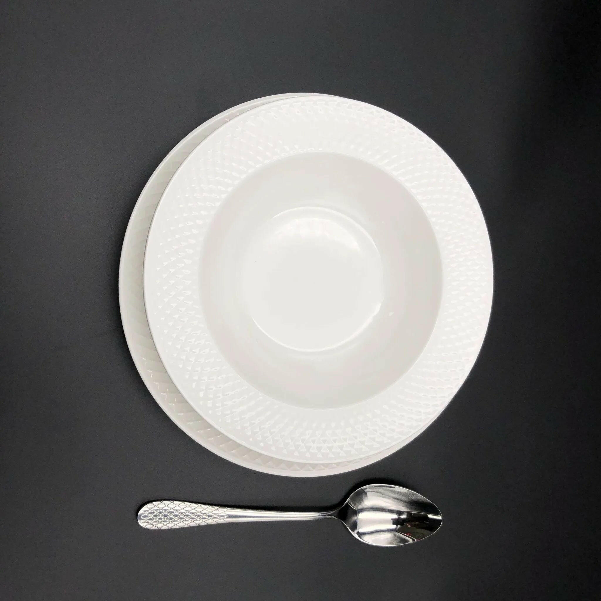 Fine Julia Porcelain Deep Plate Dinnerware Set For 6.