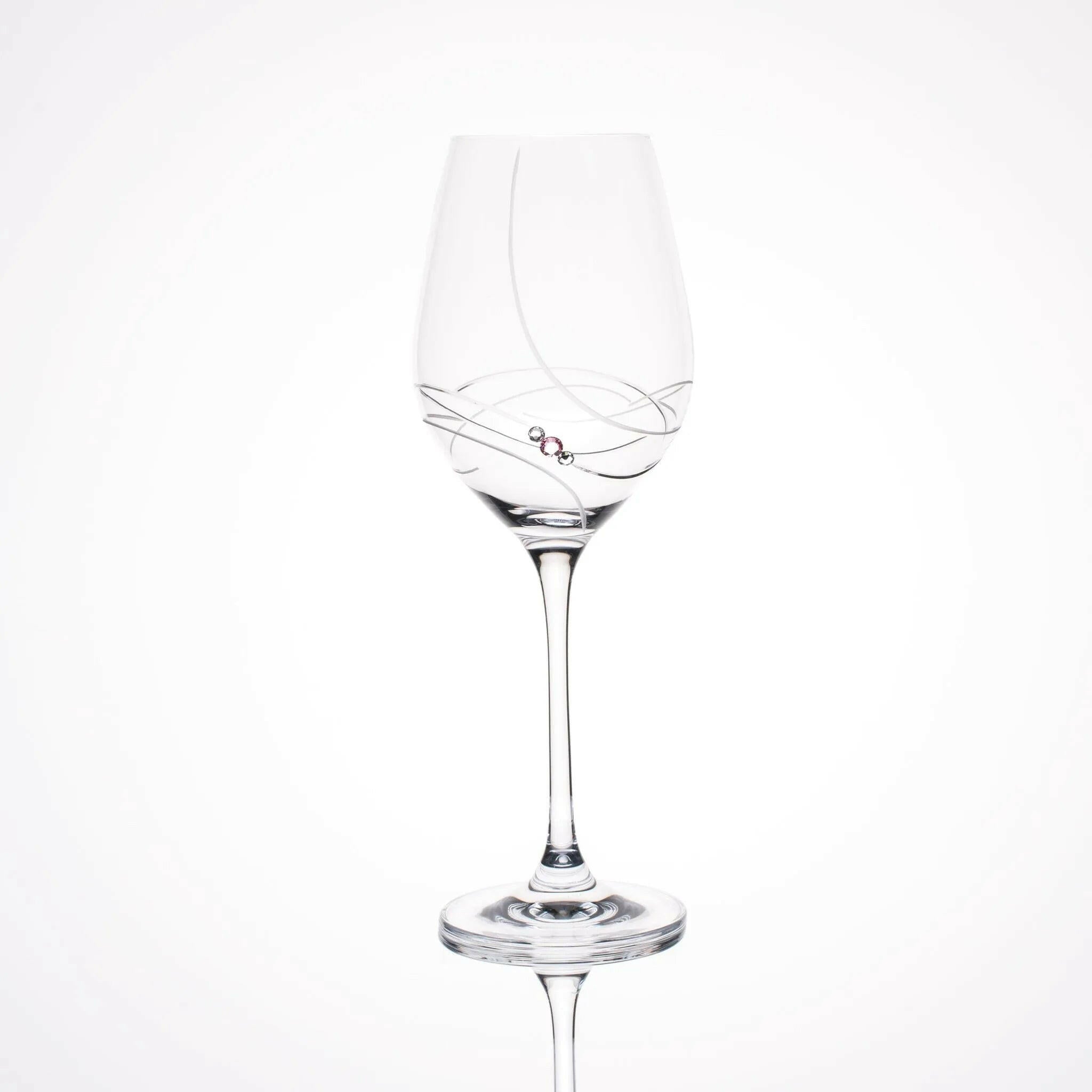 Pink Ribbon White Wine Glasses - Set of 2 Gift Box.