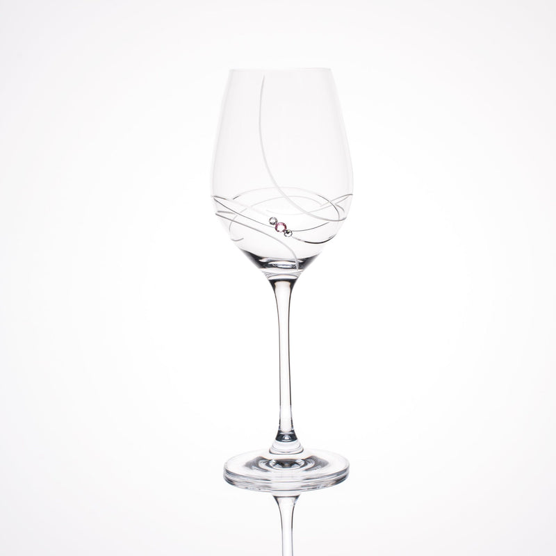 Pink Ribbon White Wine Glasses - Set of 2 Gift Box.