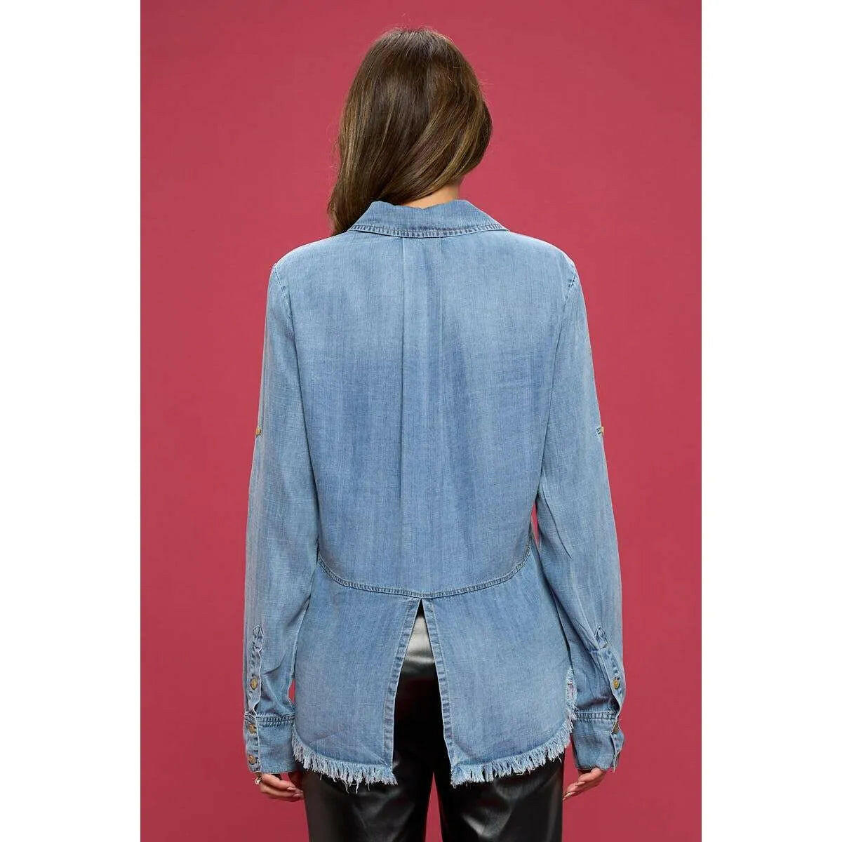 Washed Tencel Light Denim Blouse.