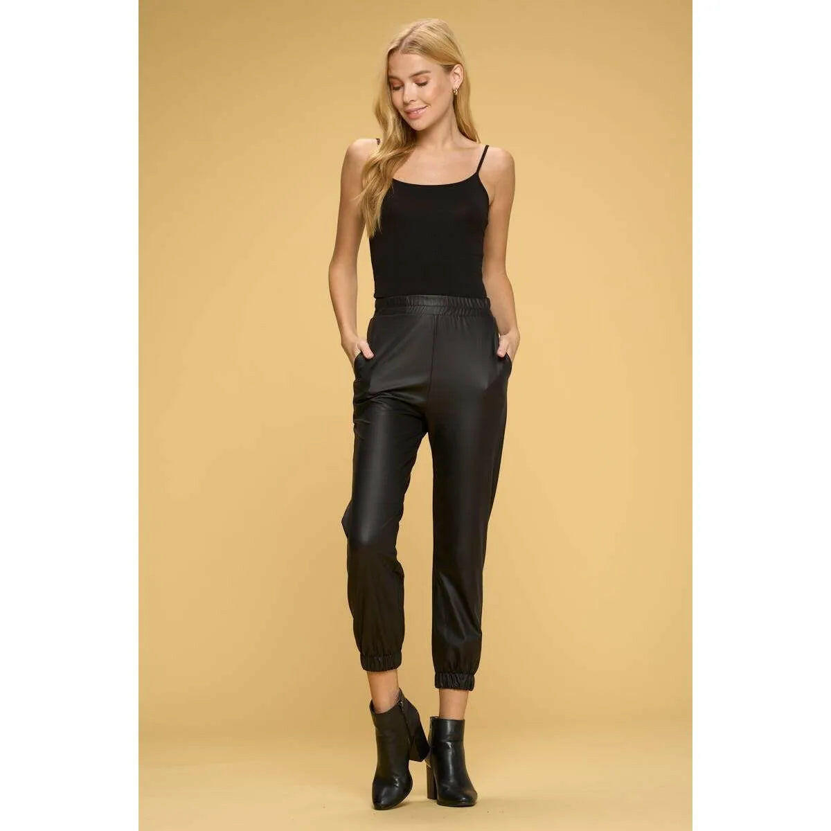 Faux Leather Pants with Pockets.