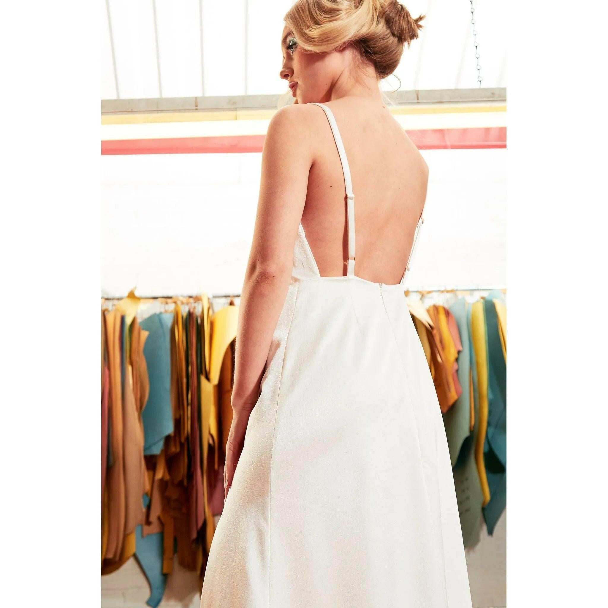 Asymmetric White Maxi Dress.