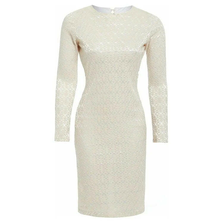 Ivory Long Sleeve Backless Dress.