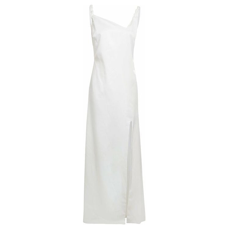 Asymmetric White Maxi Dress.