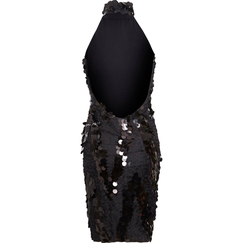 Black Backless Sparkly Dress.