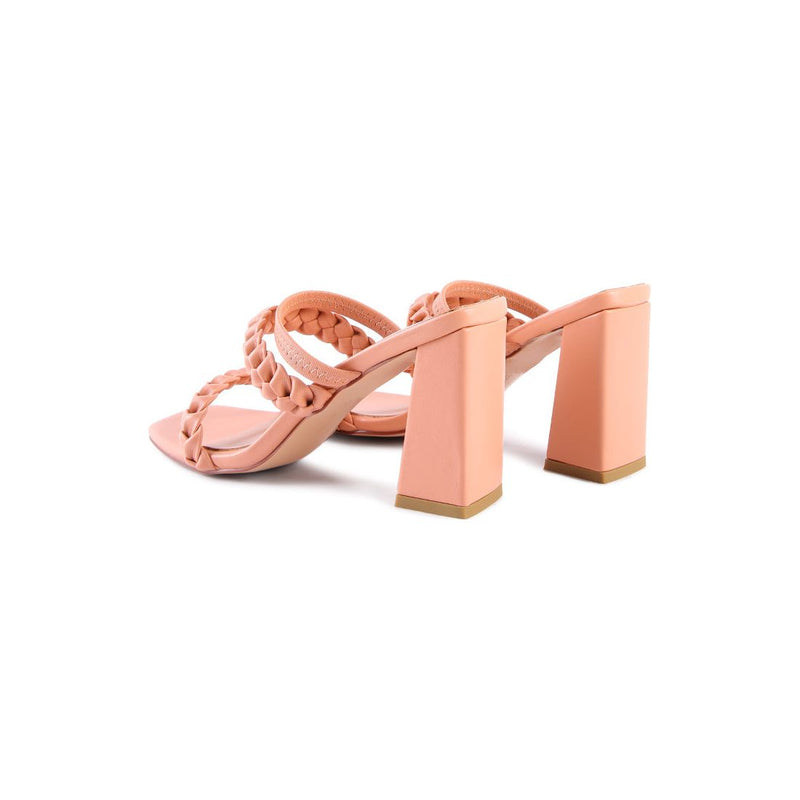 Arnie Dual Braided Strap Block Heel Sandals.