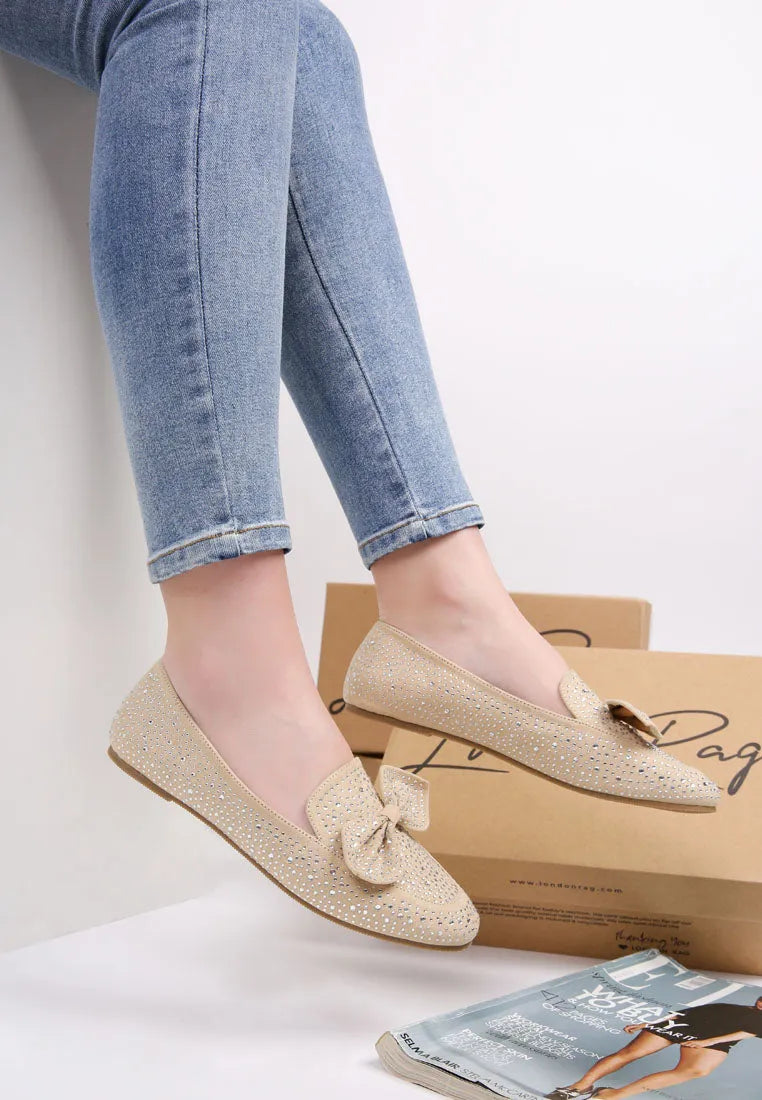 Dewdrops Embellished Casual Bow Loafers