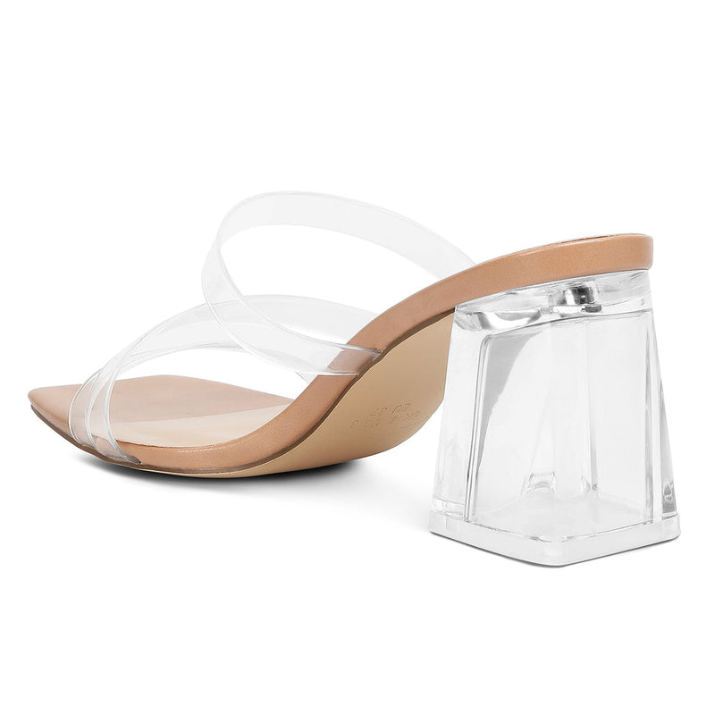 Chartz Multiple Straps Clear Heel Sandals.