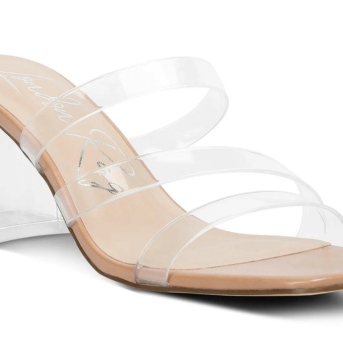 Chartz Multiple Straps Clear Heel Sandals.