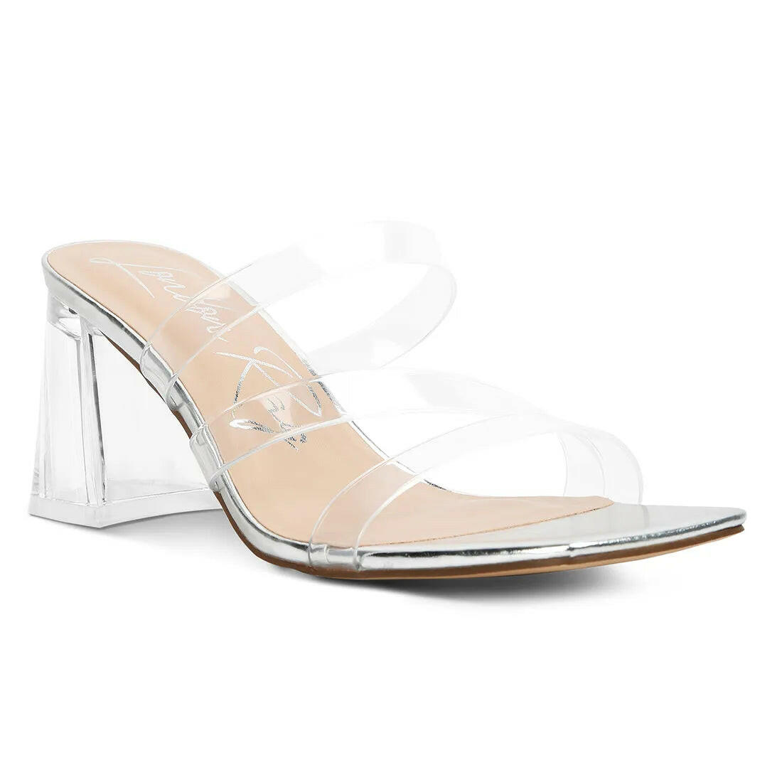 Chartz Multiple Straps Clear Heel Sandals.