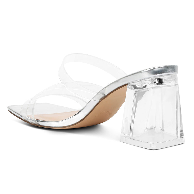 Chartz Multiple Straps Clear Heel Sandals.